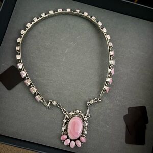 Pink conch choker necklace bought off Chaco canyon trading native signed